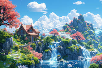 draw a natural landscape and background illustration