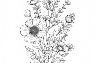 draw hand drawn botanical line art for tattoo, packaging and floral logo