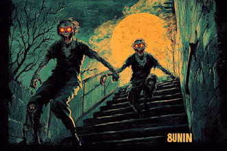 draw a horror cartoon illustration