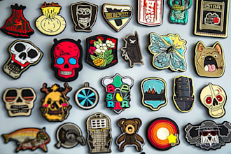 do patch, die cut, enamel pin, badge, emblem and typography stickers