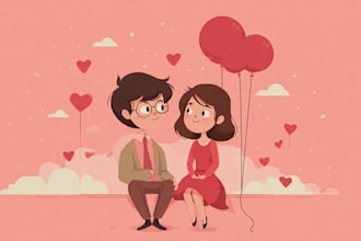 draw cartoon vector illustration for valentine