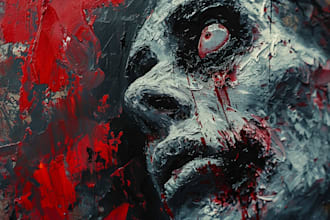 draw awesome grime art and zombie portrait for halloween