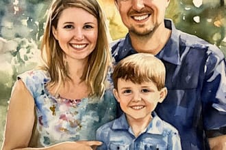 create a watercolor family portrait