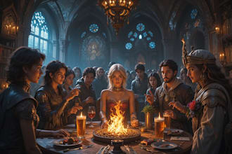 design custom dnd party with epic background