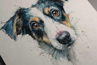 draw watercolor pet portrait