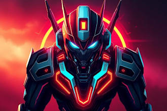 create futuristic cyberpunk style or mecha logo for you