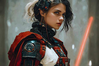 design epic sci fi star wars inspired character art