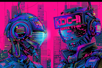 create t shirt illustration cyberpunk style