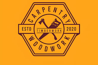 create axe carpentry wood workers sawmill vintage logo