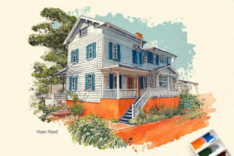 paint watercolor house portrait