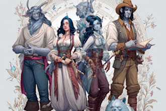design your dnd group party illustration