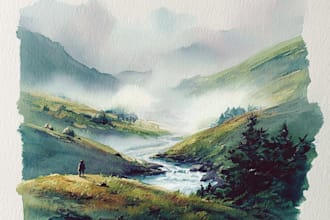 paint landscapes in watercolor