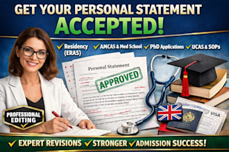 edit your residency, amcas, phd, ucas personal statement sop professionally