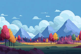 draw a flat vector landscape illustration