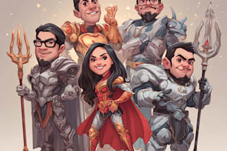 design premium superhero caricature character