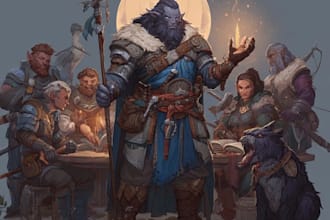 draw your dnd rpg character or party illustration art