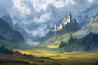 create fantasy landscape illustrations