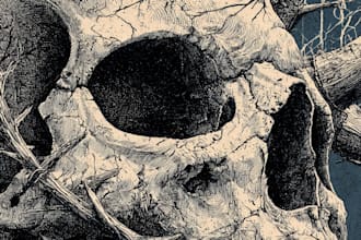 draw a detailed dark, brutal, horror, and heavy metal art illustration