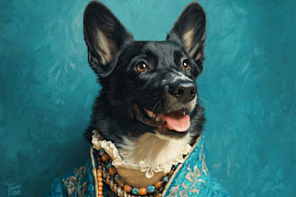 create a cute and colorful disney pet portrait
