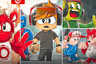 draw cartoon roblox thumbnail for any style
