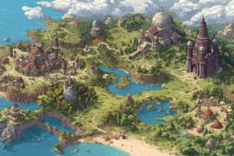 create city, event, tourist, and fantasy map illustration