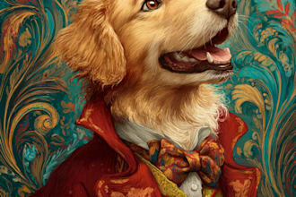 draw a cute portrait illustration of your pet, cat, dog