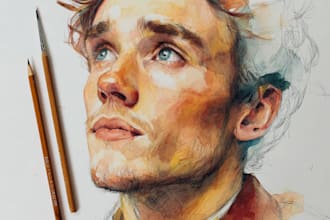 draw a sketchy watercolor portrait, no ai