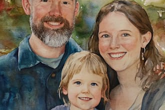 create a watercolor family portrait