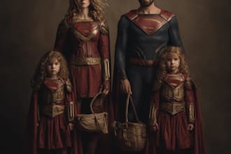 design a family superhero portraits for you