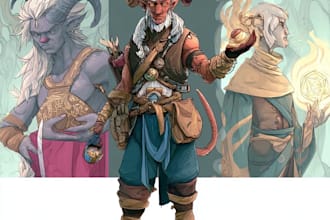 draw your dnd rpg character or party illustration art