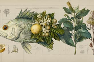 draw an animal and botanical illustration