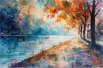paint landscapes in watercolor