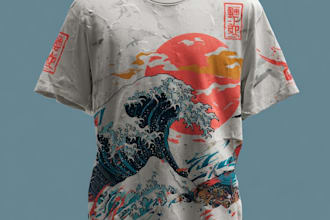do a japanese t shirt illustration