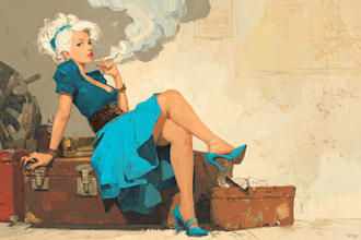 draw a sexy vintage pin up girl character illustration