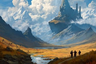 draw a fantasy landscape illustrations