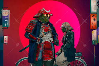 draw you in anime or street wear samurai style