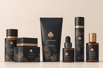 do product packaging design and label with modern branding