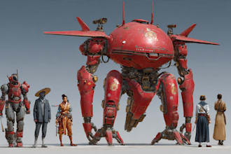 draw amazing character mecha robot illustration