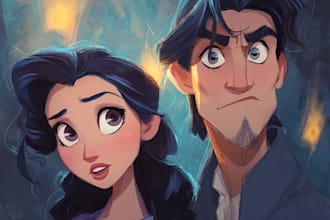 amazing portrait with disney cartoon style