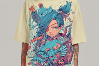 create a japanese t shirt illustration