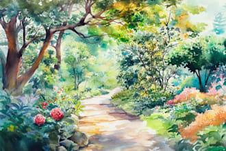 draw a watercolor landscape illustration