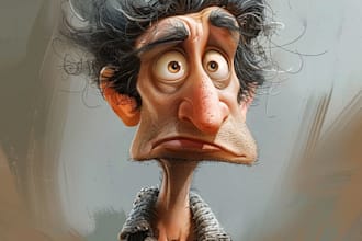 draw funny cartoon character, caricature, portrait