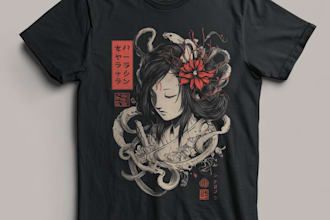create design tshirt and samurai supermoto japan art
