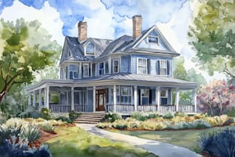 paint watercolor house portrait