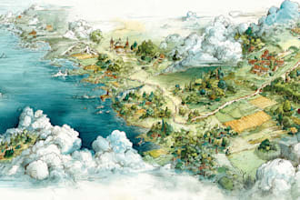 design a watercolor map illustration