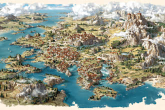 design a fantasy map illustration