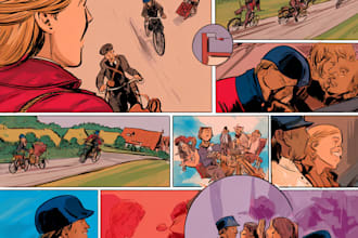 create custom comic book pages, comic illustration, and graphic novel art