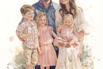 custom watercolor family portrait from photo