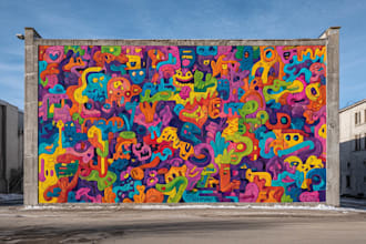 design unique urban graffiti mural artwork