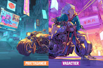 make illustration in scifi cyberpunk, neo tokyo style